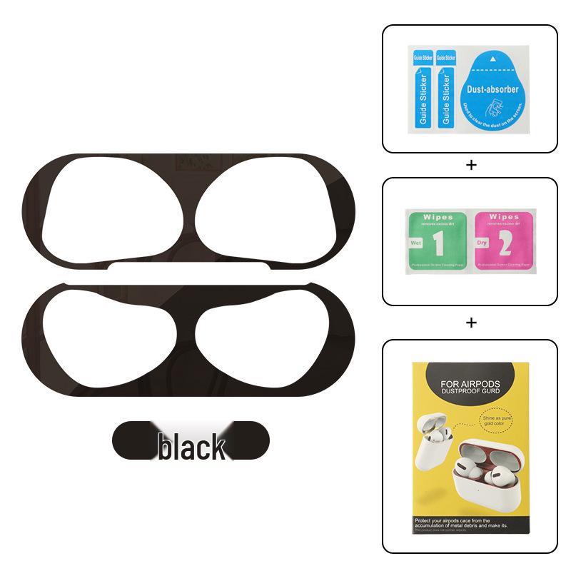 

Apple AirPods Pro Пыле- и водонепроницаемый Мягкий чехол Металлическая наклейка AirPods 1/2 чёрный