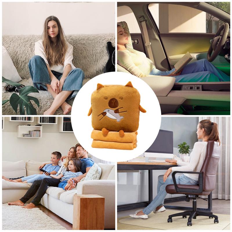 Travel Blanket And Pillow Multi-Function Plush Pillow With Blanket Winter Hugging Pillow Stuffed Animals For Sleeping Travelling