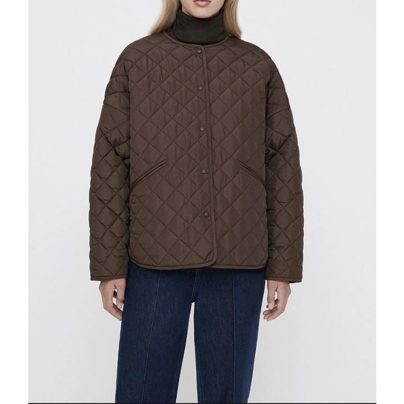 Cotton clothes rhombus fashionable and simple with windproof sleeves front short rear long thin loose short cotton coat