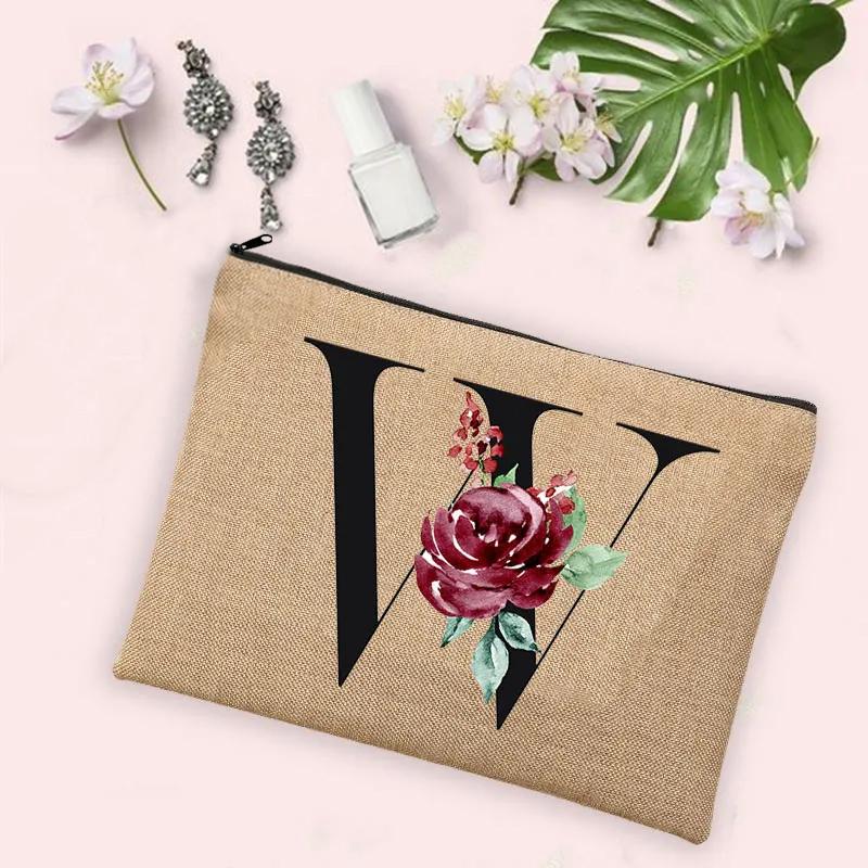 Gift for Her 26 Letter Printing Woman's Make Up Bags Handbags  Makeup Organizers Lovely Casual Travel Toiletry Bags Lipstick Bag