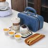 Portable travel tea tray Ceramic tea set Office meeting guests Household small teacup Business gift souvenir