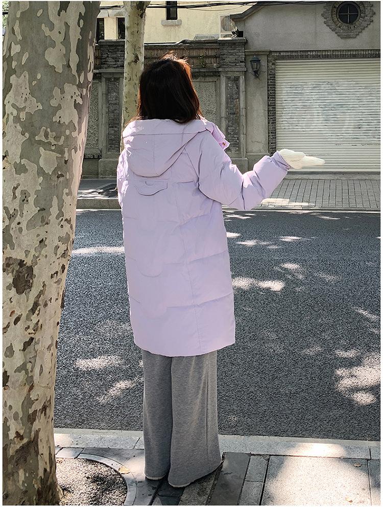 Women's Autumn and Winter Jacket Solid Color Hooded Mid-Length Thick Loose Women's Jacket 5 Colors