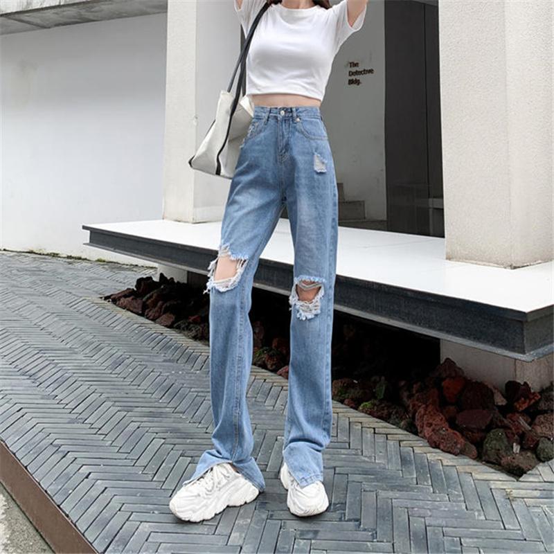 Donna Jeans strappati a vita alta Vestiti a vita larga Gamba larga Denim  Abbigliamento azzurro Streetwear Vintage Qualità Harajuku Pantaloni dritti  acquista in modo economico — spedizione gratuita, recensioni reali con foto  —