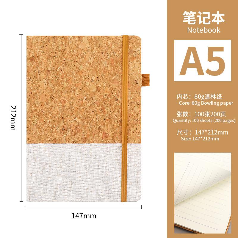 Cross-border Foreign Trade Environmental protection Corks Notepad Cloth Notebook Business Office Gift 2025080918 (as the picture,None&A5)