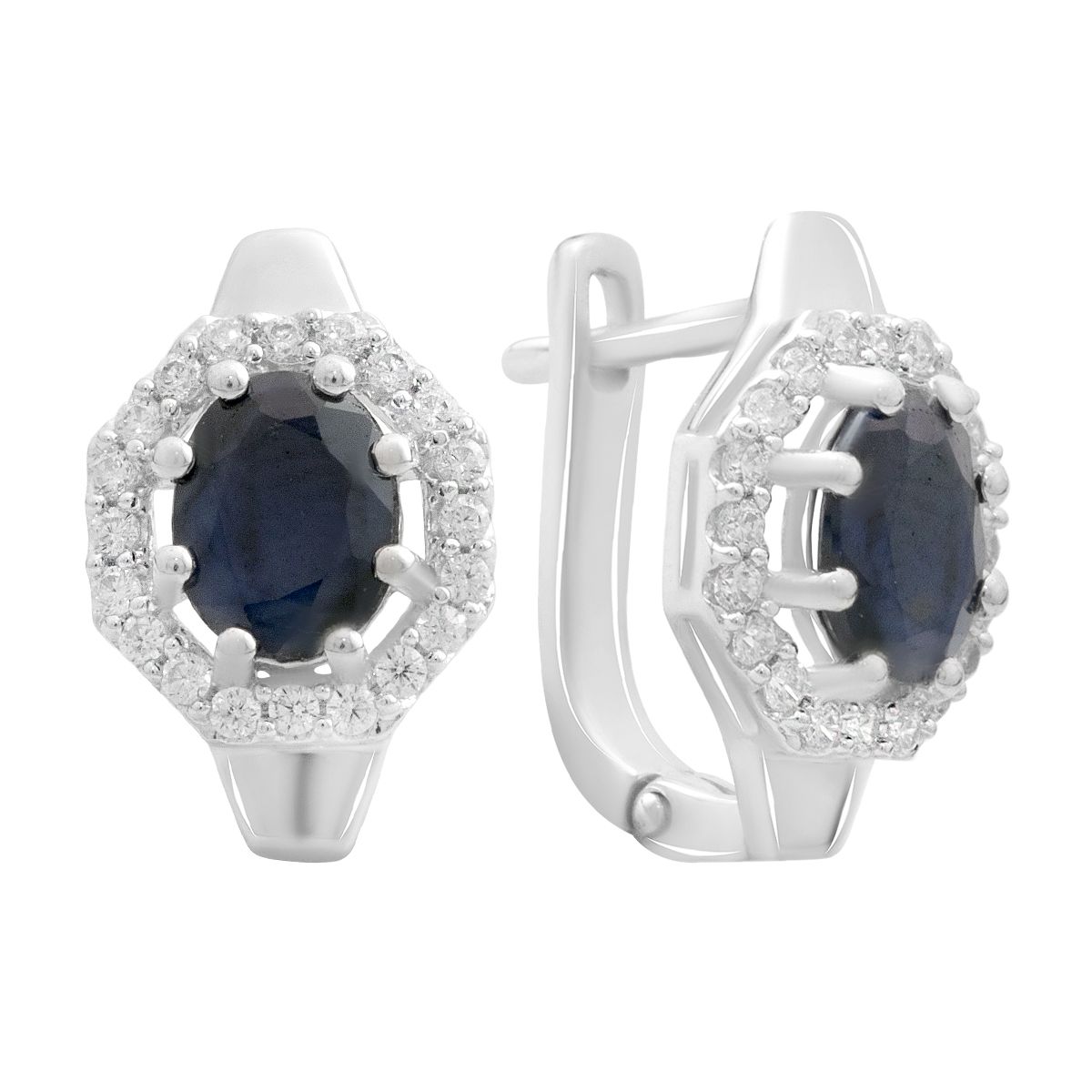

Срібні сережки з натуральним сапфіром 4.21ct, фіанітами (2180968) сапфіровий