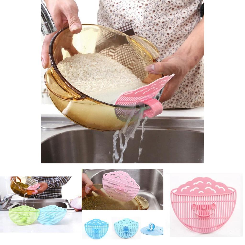 Plastic Smile Face Kitchen Food Filter With Clamp For Fruits And Vegetables Cleaning