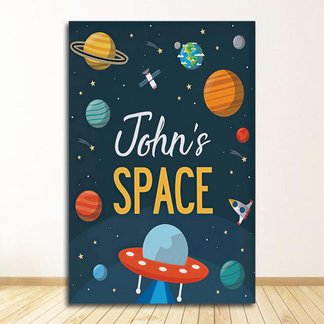Posters And Prints Wall Pictures Baby Kids Room Decor Custom Name Astronaut Alphabet Numbers Nursery Wall Art Canvas Painting