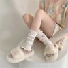 Sweet Girls Leg Warmers Women Ribbed Knit Striped Foot Cover Elegant Bowknot Ruffled Trim Boot Cuffs Footless Calf Socks