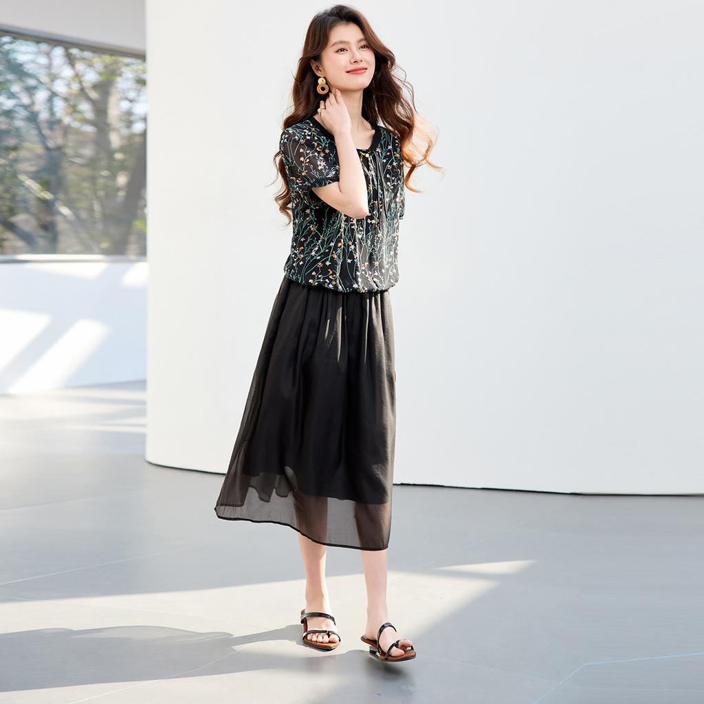 26 year new summer high-end style [vacation style floral top+vest dress] two-piece women's set
