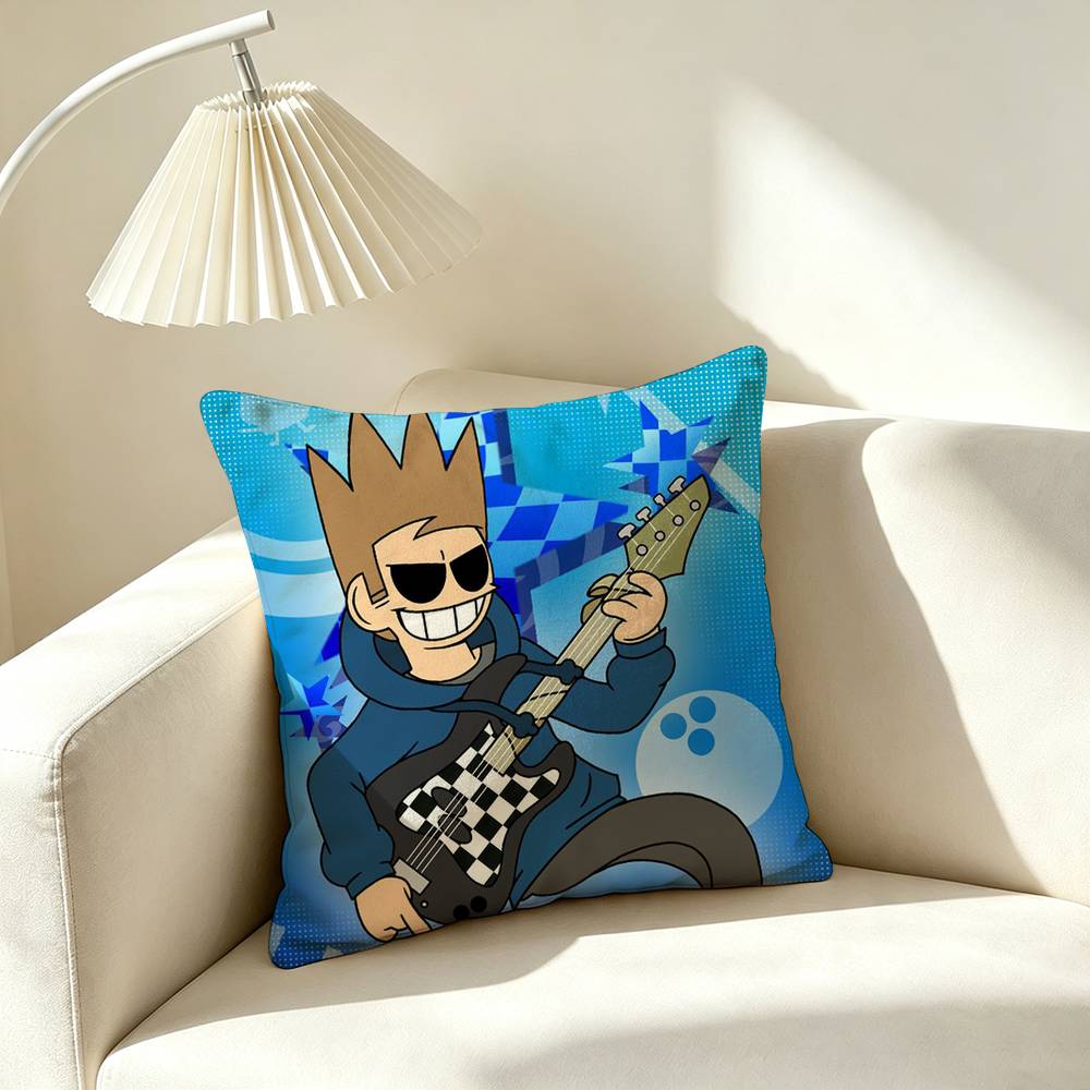 T-Tom Eddsworld Animation Pillow Case Square Double-Sided Sofa Cushion Cover Bedroom Bedside Pillow