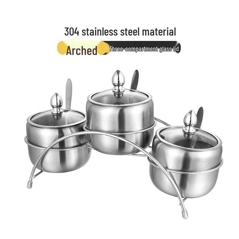 Yuexiang 304 Stainless Steel 3-Compartment Spice Box
