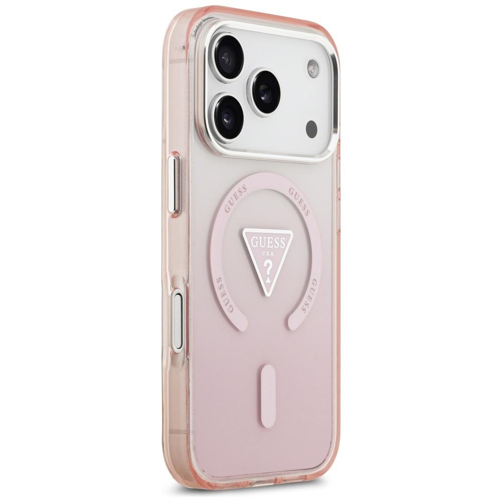 Coque MagSafe Guess IML Logo Triangle Dégradé pour iPhone 17 Pro Rose