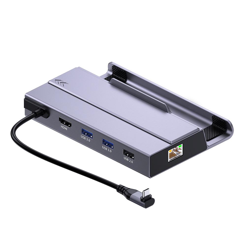 Type C 7in1 Hub M.2 SSD Dock Stand for Steam Deck Nintendo Switch 4K60Hz Gigabit LAN 100W PD Charging Docking Station