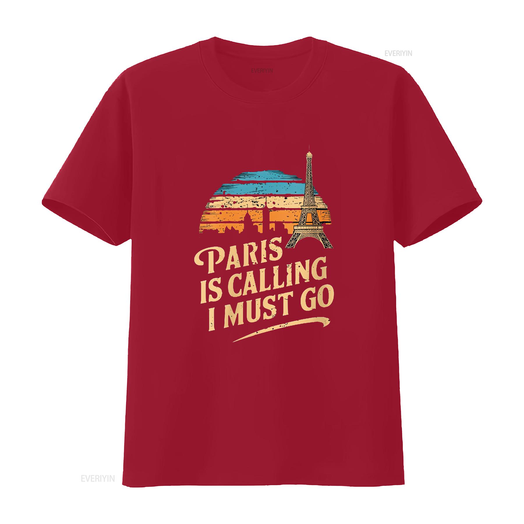

Женская футболка с круглым вырезом Paris Is Calling And I Must Go, винтажная стирка, для повседневной носки, с изображением Эйфелевой башни, Франция, путешествие S