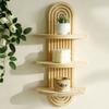 3 Layer Arched Wood Wall Mounted Planter Holder Decorative Shelf Living Room Bedroom Display Rack Hanging Organizers