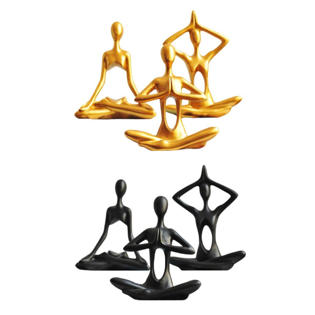 3Pcs Yoga Statues Art Crafts Collectible Minimalist Decorative Figurines for Dining Table Table Centerpiece Office Desk Bedroom