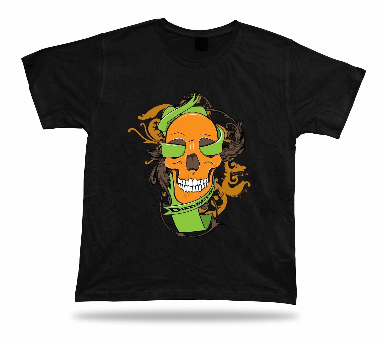 Dangerous Floral Skull Skeleton cool modern t shirt tee design present apparel L