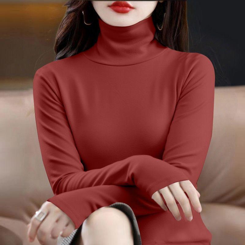 Women's Trendy Bottoming Shirt, High-neck All-match Blouse, Western Style, German Velvet Slimming T-shirt, Long-sleeved Slim Fashion Blouse