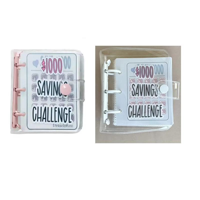 Kreativer 1.000-Dollar-Spar-Challenge-Ordner mit Umschlag, strapazierfähiges, glänzendes PVC, Weihnachtsgeschenk, Geldspar-Challenge