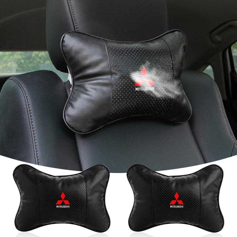 Car Neck Pillows Both Side Pu Leather Headrest Head Pain Relief Car Pillow For Mitsubishi ASX I200 Outlander Pajero Eclipse Lancer