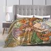 Language Of Flowers Alphonse Mucha   Plush Blanket Kids Adult  Flannel Throw Blanket For Couch Chair Warm Soft Design Quality