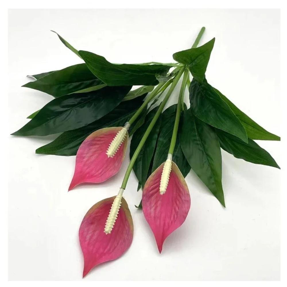 Artificial Green Plants Fake Anthurium  Potted Plants Desktop Ornaments Home Decoration Wedding Venue Decoration Fake Flowers