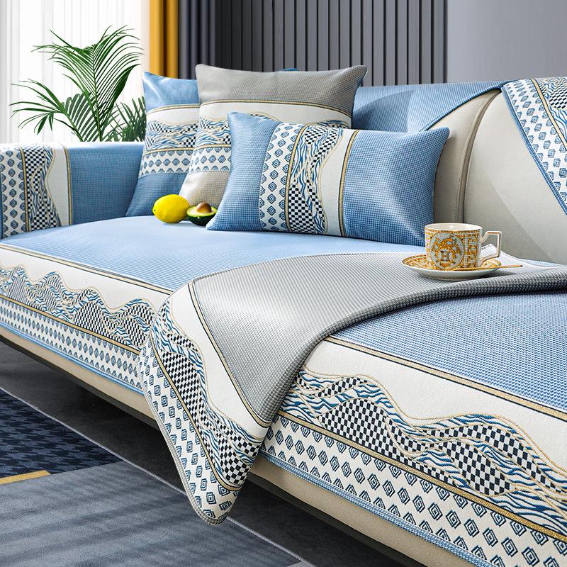 Sofakissen aus Eisseide, für den Sommer, Sommer, Sommer, Sommermatte, Sitzkissen, schlicht, modern, rutschfest, Leder, Sofabezug, Rückenlehnenbezug, Handtuch