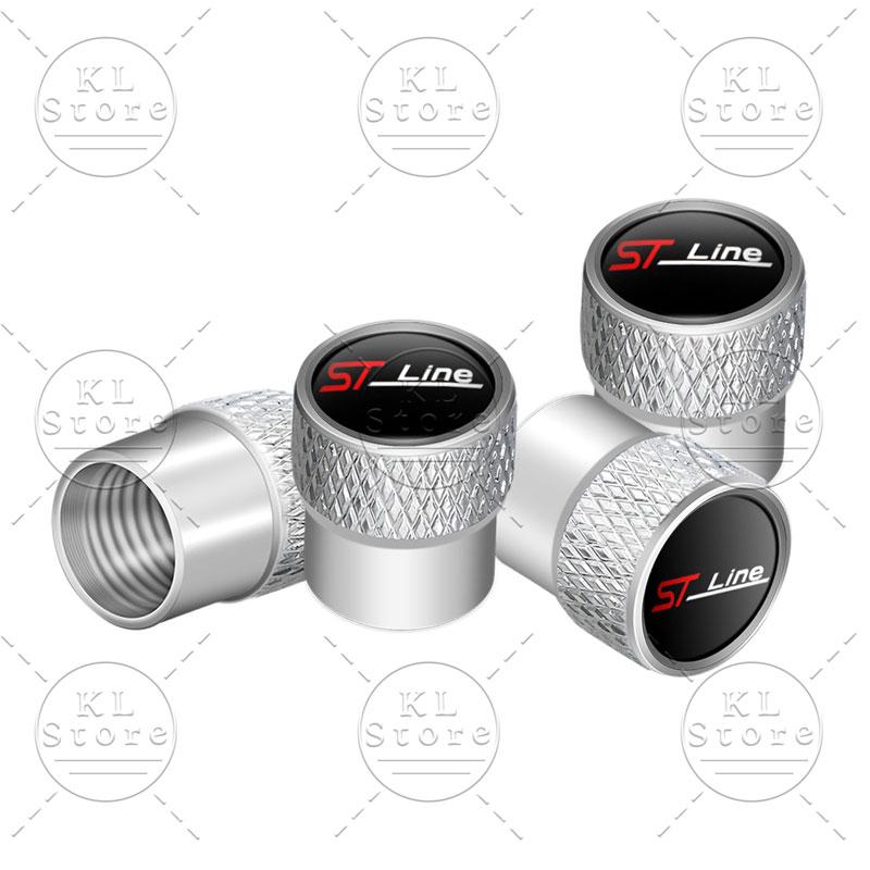 4Pcs Auto Exterior ST Line Logo Metal Wheel Tire Valve Caps Stem Case Dust Covers For Ford Focus Mk3 Mk5 Fiesta Ecosport Mondeo