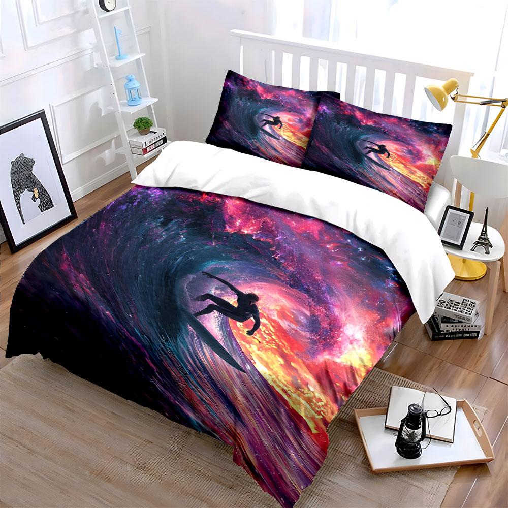 Surfer Inside Cosmic Wave. Bedding Sets Duvet Cover Sets Duvet Covers Pillowcases(1 * Duvet Cover 2 * Pillowcases Without Duvet Insert)