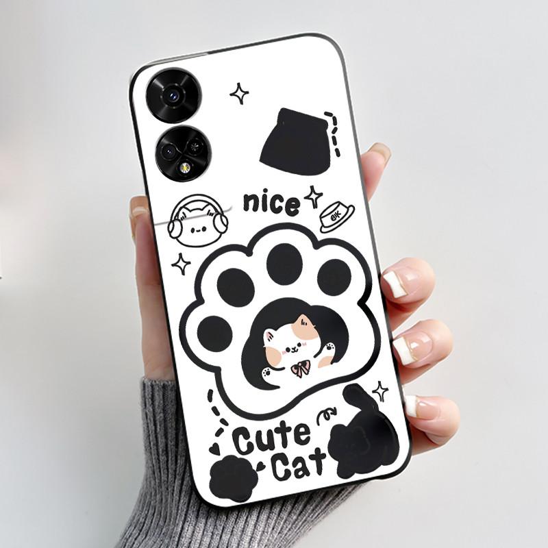 For TCL 50 5G T613K Case Cute Cat Cartoon Astronaut Black Silicone Soft Phone Cover for TCL 50 XE NxtPaper TCL50 50XE 5G Bumper