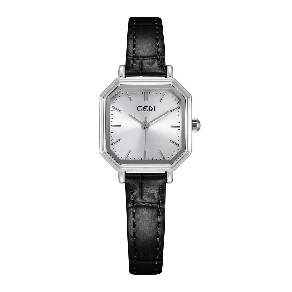 Retro Geometric Small Square Watch With Waterproof Leather Strap For Women