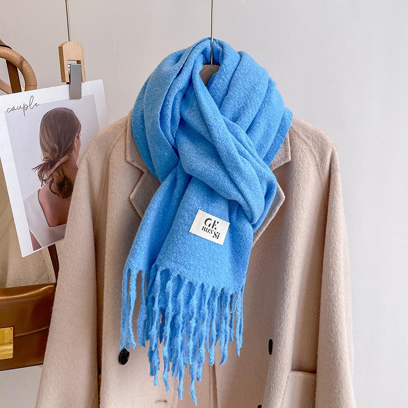 New solid color casual scarf simple fashion scarf men's and women's thickened versatile shawl