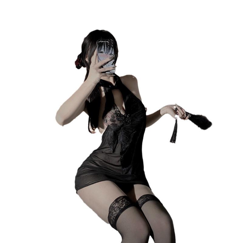 Sex underwear mesh onesie antique cheongsam passion temptation lace perspective open crotch free pure desire hip skirt
