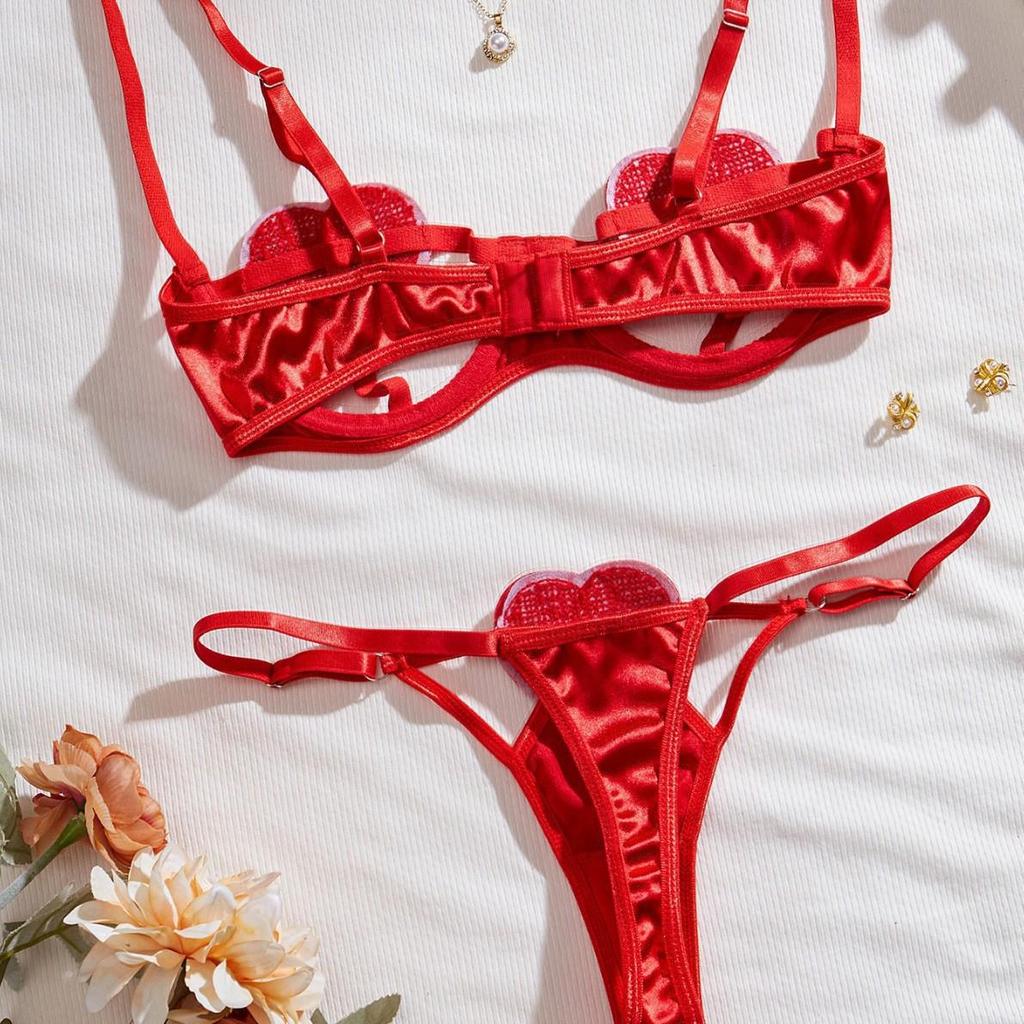 Sheer Desire Exposed Bust Lingerie Set – Alluring Hollow-Out Bra