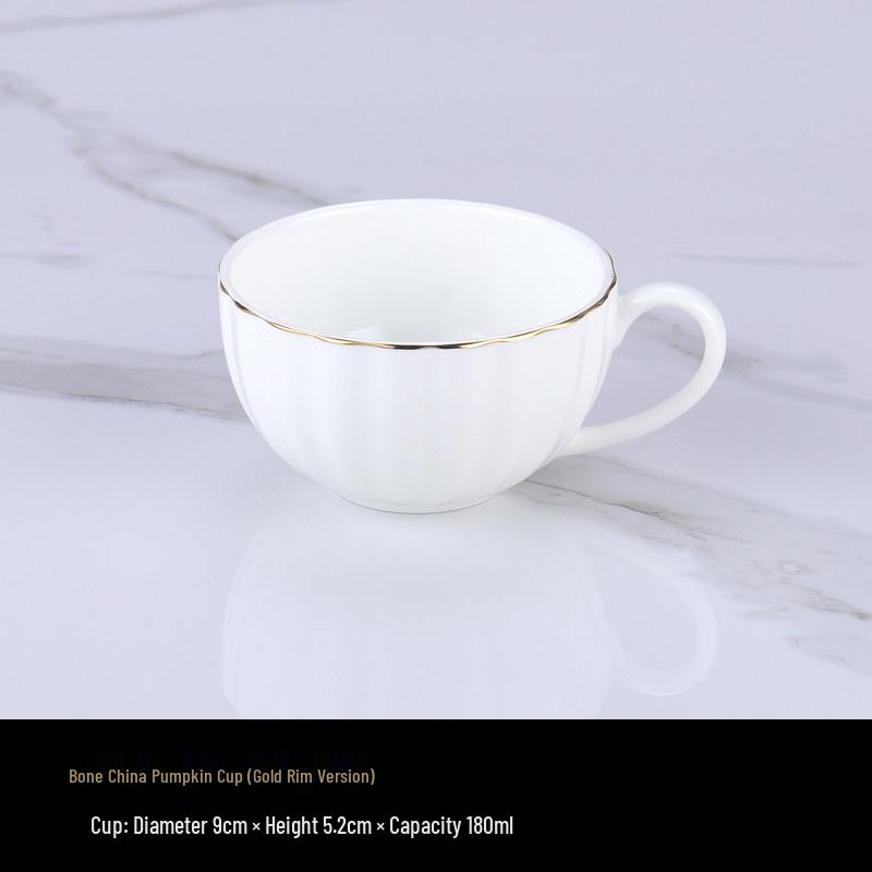 Luxurious Bone China Gold Rim Coffee Cup & Saucer Set - Pure White Ceramic English Style for Hotels and European Coffee Service
