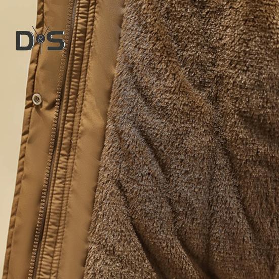 Casaco de inverno feminino com capuz peludo, mangas compridas, acolchoado, cordão, bolsos na cintura, casaco de algodão, fecho de zíper, comprimento médio, cor sólida, à prova de vento, casaco quente