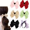 Sweet Bow Tie Hair Claw Clip Colored Ribbon Ponytail Fixed Hair Clip Elegant Women Solid Color Headwear Accessories Gift For