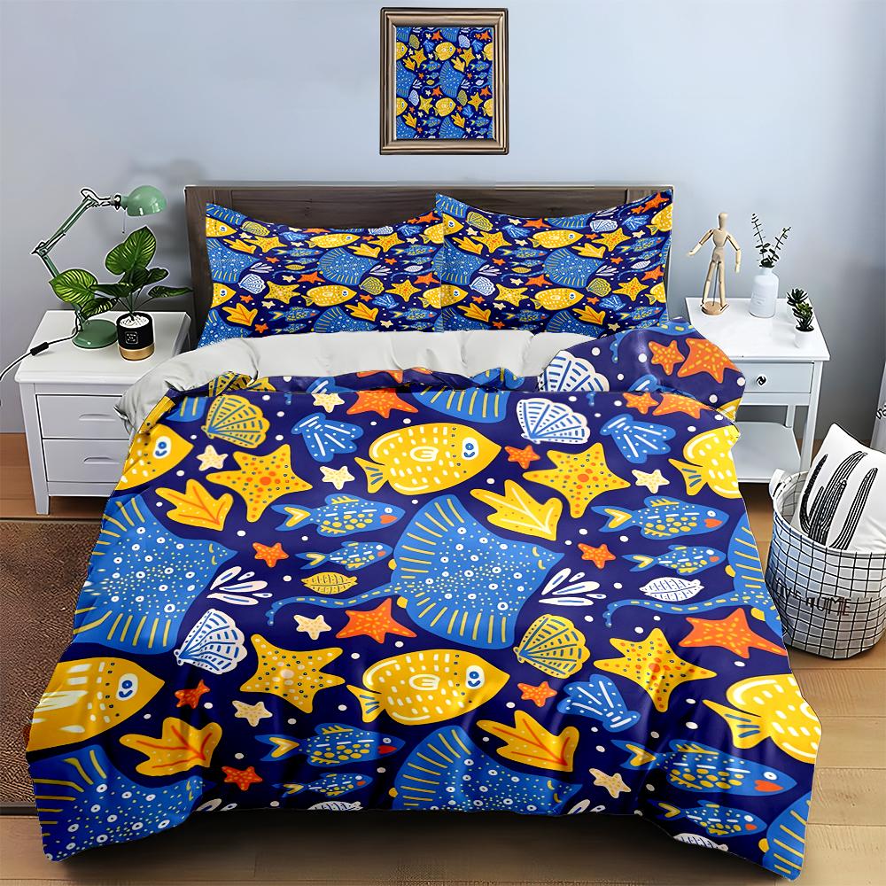 Colorful Marine Design. Bedding Duvet Cover Sets Duvet Covers Pillowcases Gifts (1 * Duvet Cover 2 * Pillowcases, Without Duvet Insert)