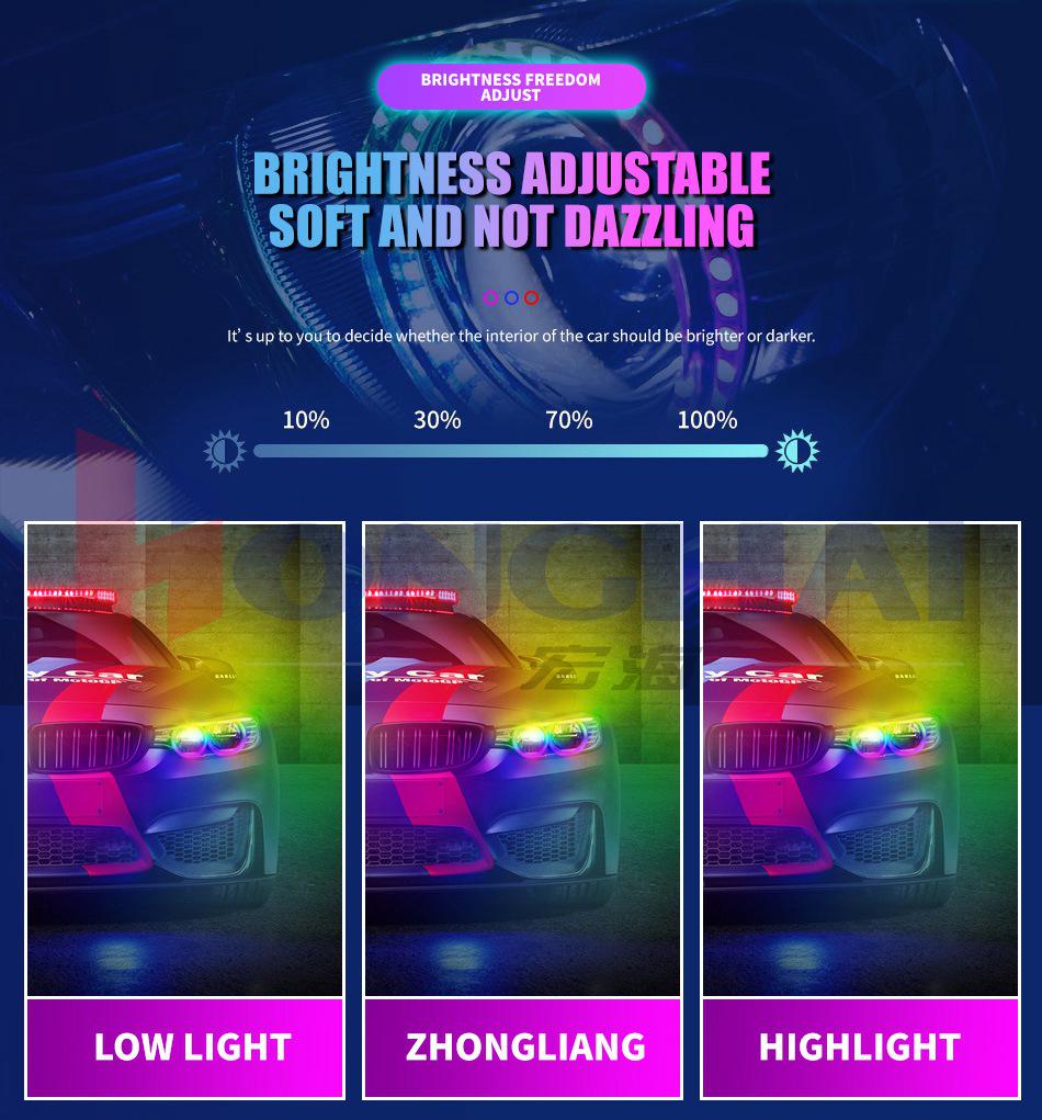 WANGHOI LED Angel Eye Headlight: Bluetooth-Controlled Color-Changing Daytime Running Lights