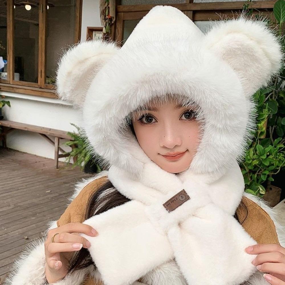 

New Integrated Hat Scarf Set Warm Coldproof Pullover Cap Windproof Ear Protection Hat Autumn and Winter