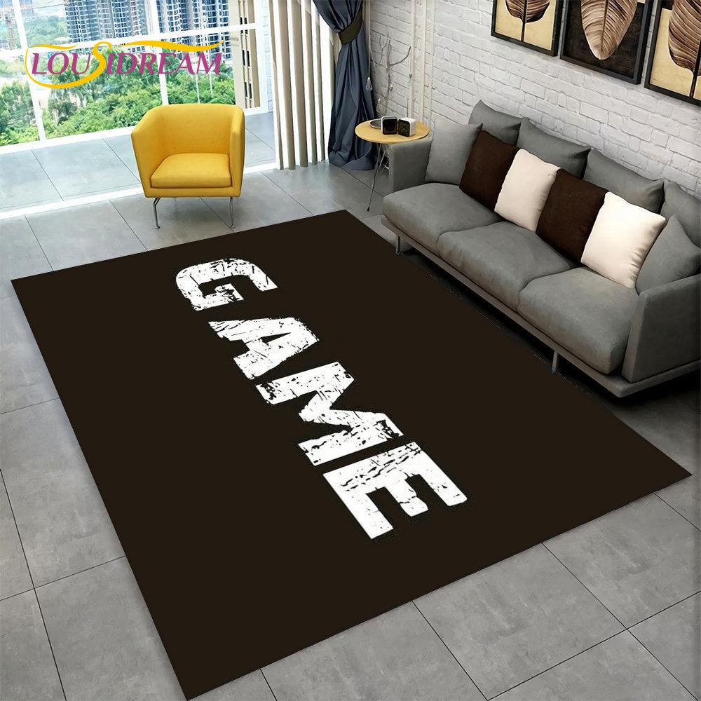 3D Cartoon Gamer Game Over Area Rug,Carpet Rug for Living Room Bedroom Sofa Playroom Doormat Decor,Kids Play Non-slip Floor Mat