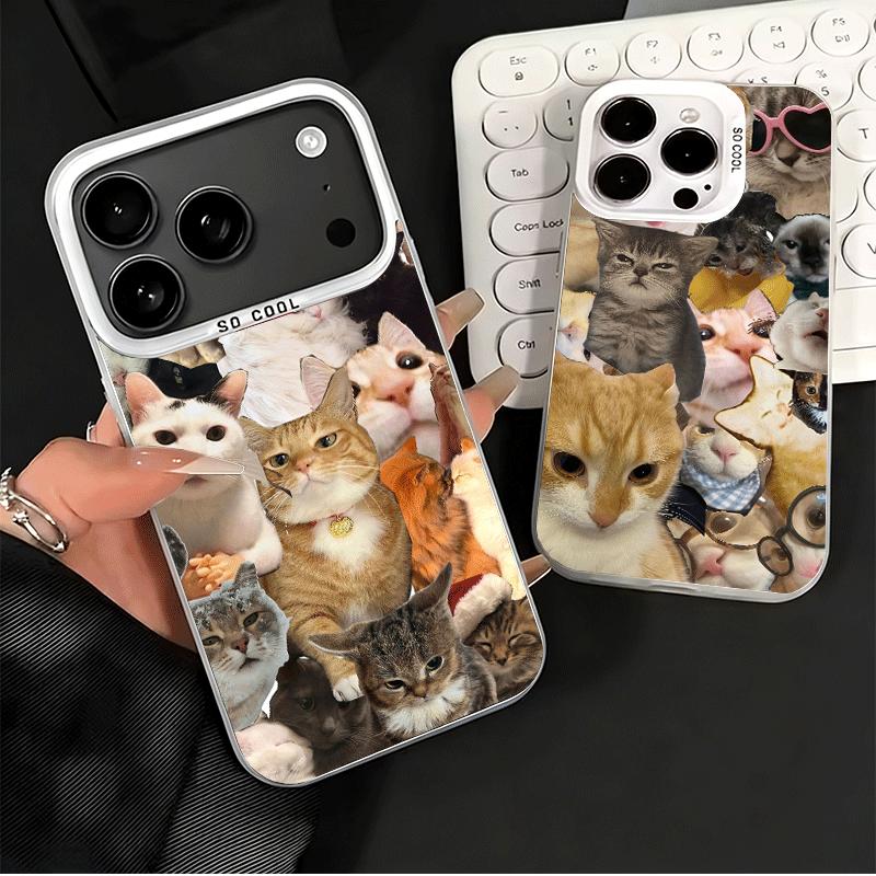Crying Cats Combine Memes Shockproof Phone Case for iPhone 17 Air 16 16E 15 Pro Max 14 Plus 13 Mini 12 Back Cover Anti Fall Fund