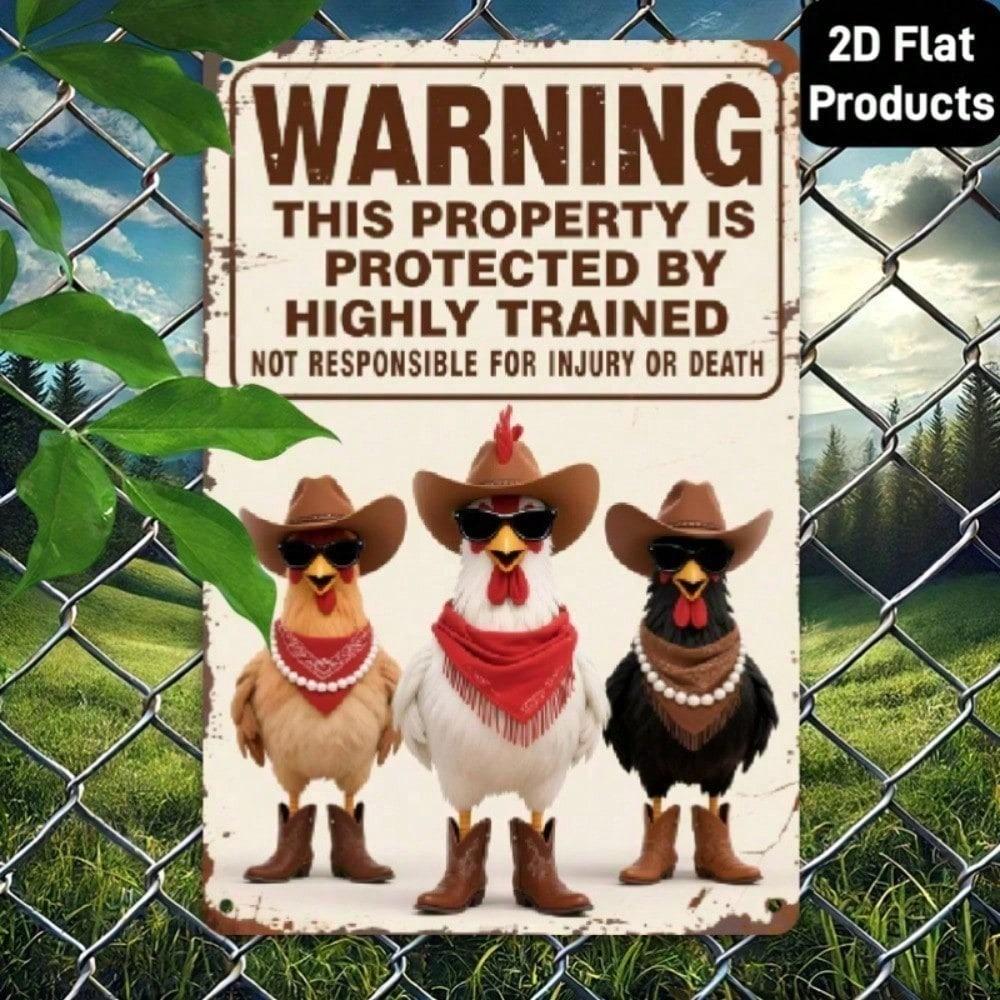 \Chicken Coop Warning Sign Rustic Metal Plate Vintage Farmhouse Decor for Indoor Outdoor Wall Art\