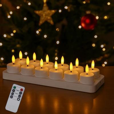 4/6/8/12 Stück Fernbedienung Weihnachten LED Kerzenlicht Wiederaufladbar Warm Gelb Elektronische Kerze Flammlose Teelicht Dekoration