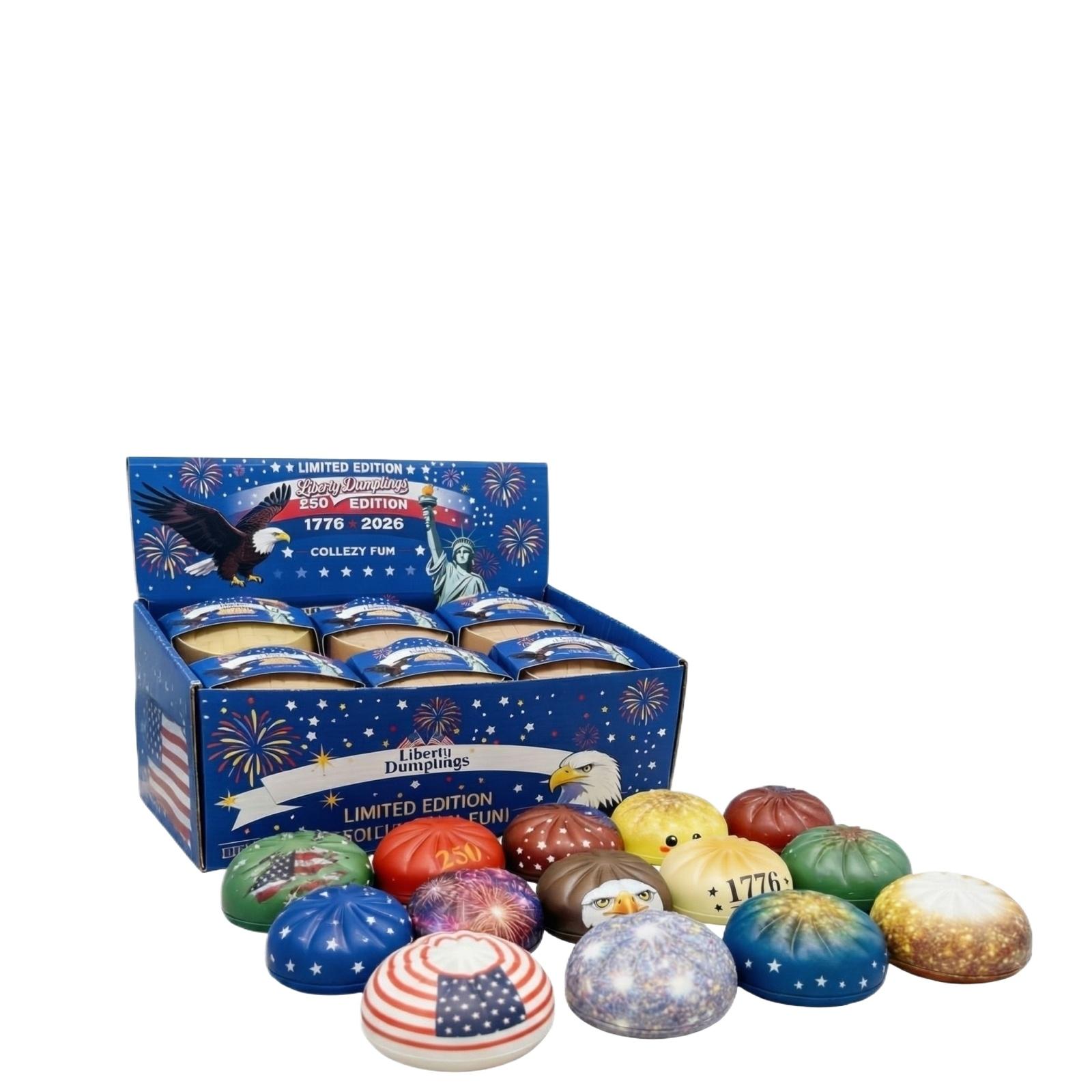 

Limited Edition Dumpling Stress Balls Set with Steamer Box 250th Anniversary Collectible Squeeze Toys for Sensory and Relaxation Use One Size синий