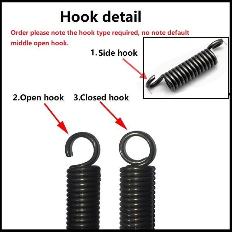 Spring Steel Single Hook Spring, Tension spring,Wire Dia 5mm,Outer Dia 25/30/35/40/45/50/60mm,Length100-500mm.
