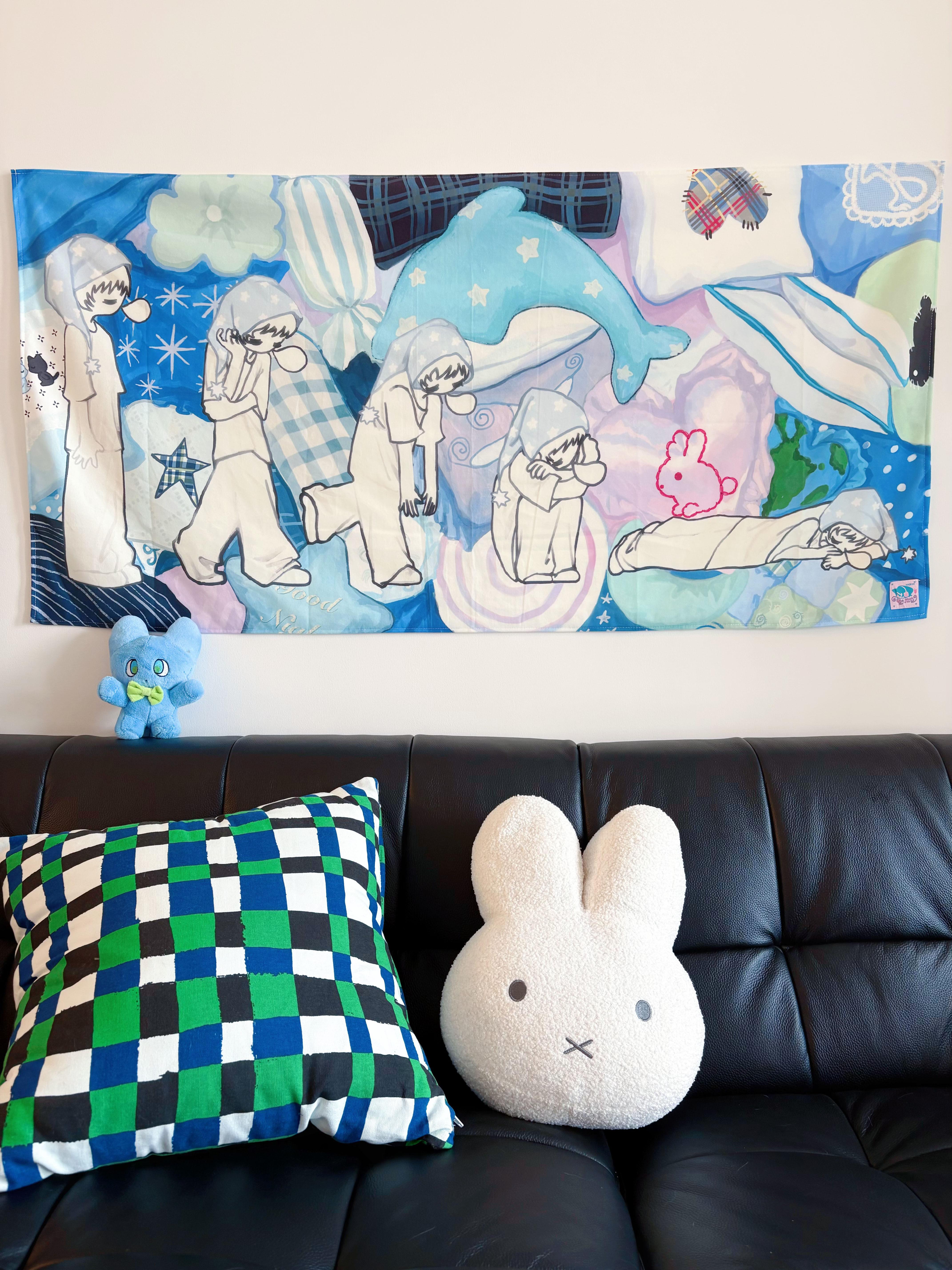 

VIKAMA Healing Cartoon Boy Sleep Tapestry InsStyle Feature Wall Creates a Warm and Soothing Sleep Ambiance Machine Washable 74x94cm(29x37in)