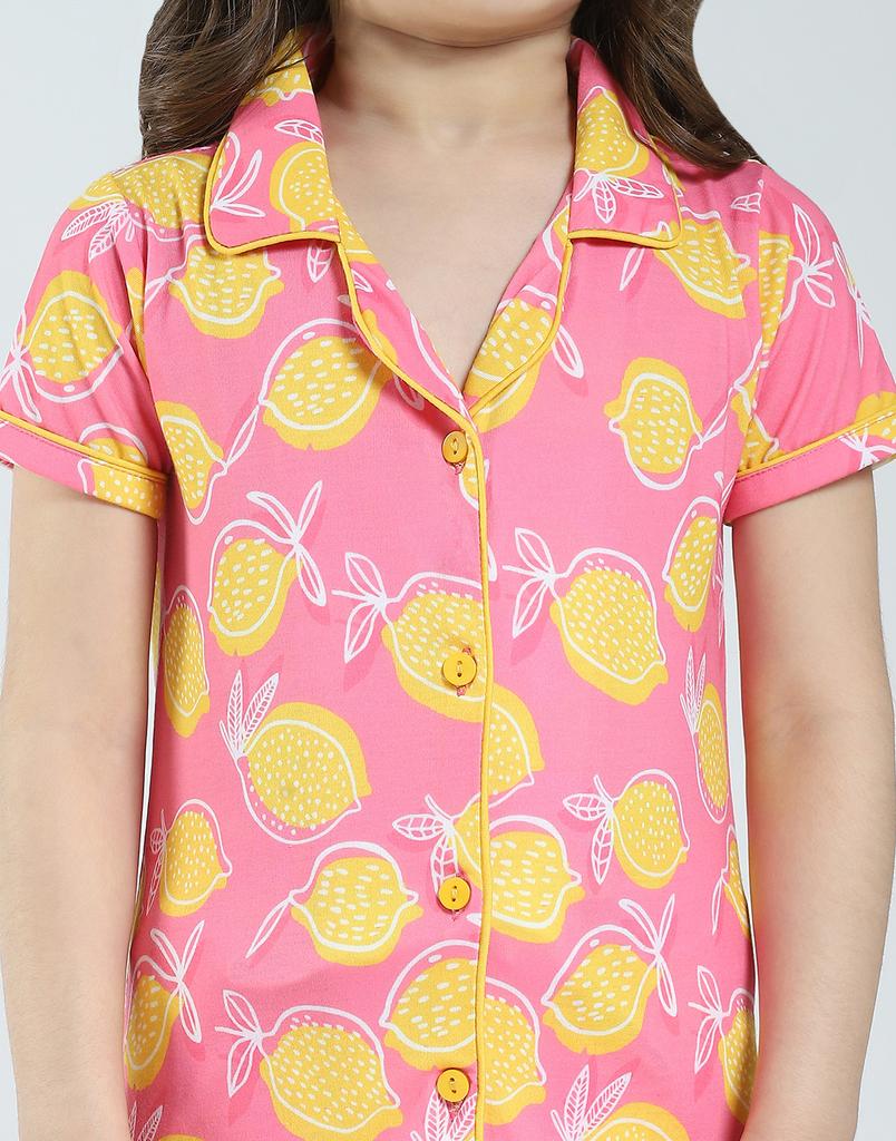 MONTE CARLO Girls Printed Collar Neck Lower Set