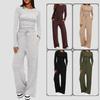 Women's Loose Two-piece Matching Set Long Sleeve Top Drawstring Wide Leg Solid Loungewear Tracksuit