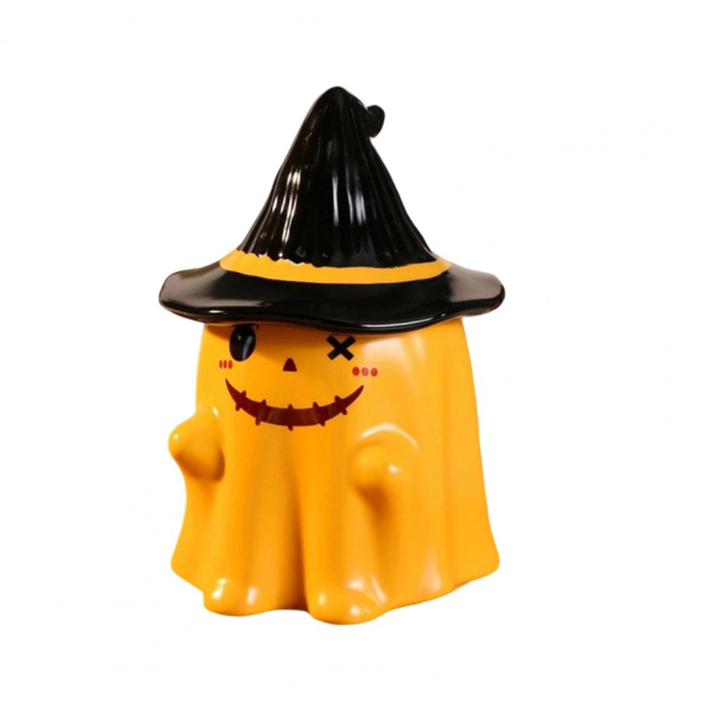 Sturdy Ceramic Drinkware Handmade Ghost Pattern Ceramic Cup with Elf Hat Lid Halloween Theme Artwork Mug for Use Unique